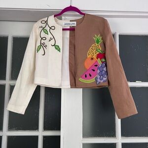 80s Vintage Fruit Embroidered Bolero Set